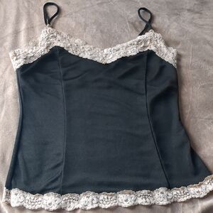 The Limited Black Camisole with Cream Lace Trim